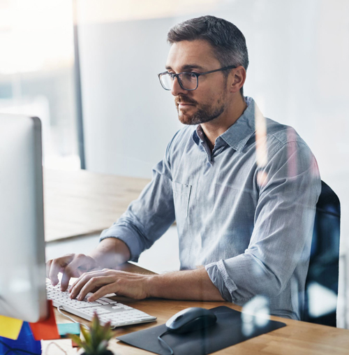 Professional reviewing business compliance documents